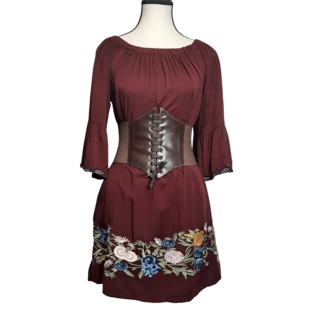 Size S 𝅺boho Peasant Blouse Tunic Rayon Embroidery SOLITAIRE